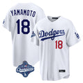 Trusc LA.Dodgers #18 Yoshinobu Yamamoto Player White World Series Meet Home Game Stitched Jerseys