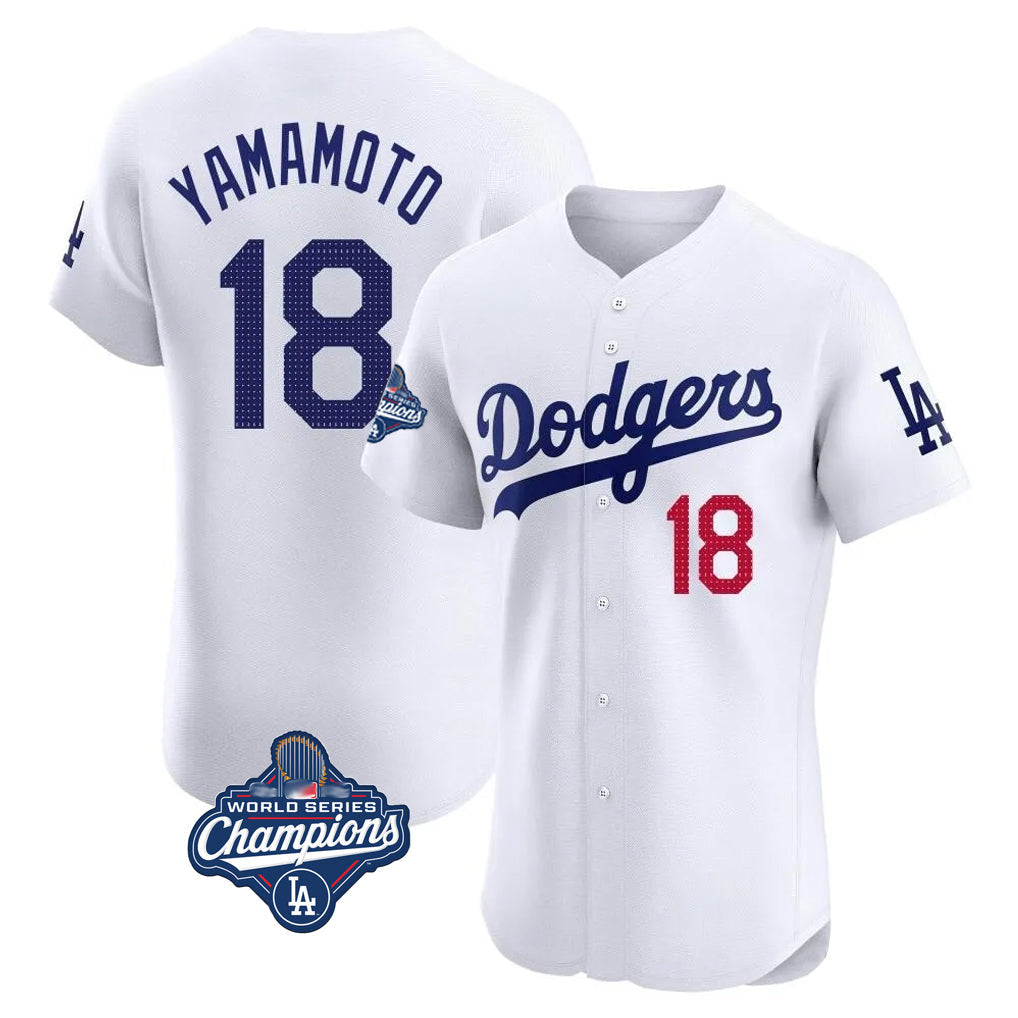 Trusc LA.Dodgers #18 Yoshinobu Yamamoto Player White World Series Meet Limited Elite Home Stitched Jerseys