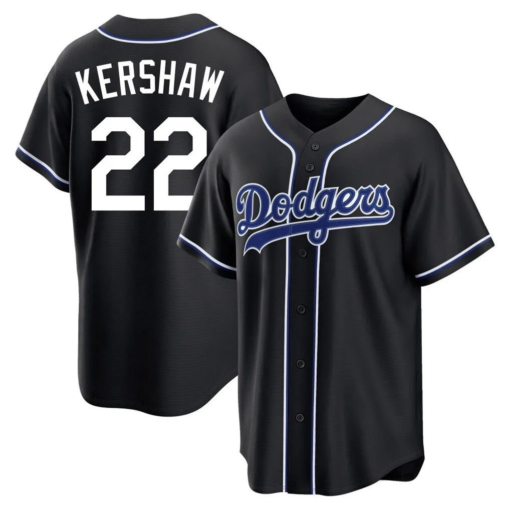 Trusc LA.Dodgers #22 Clayton Kershaw Player Black Carbon Limited Home Stitched Jerseys