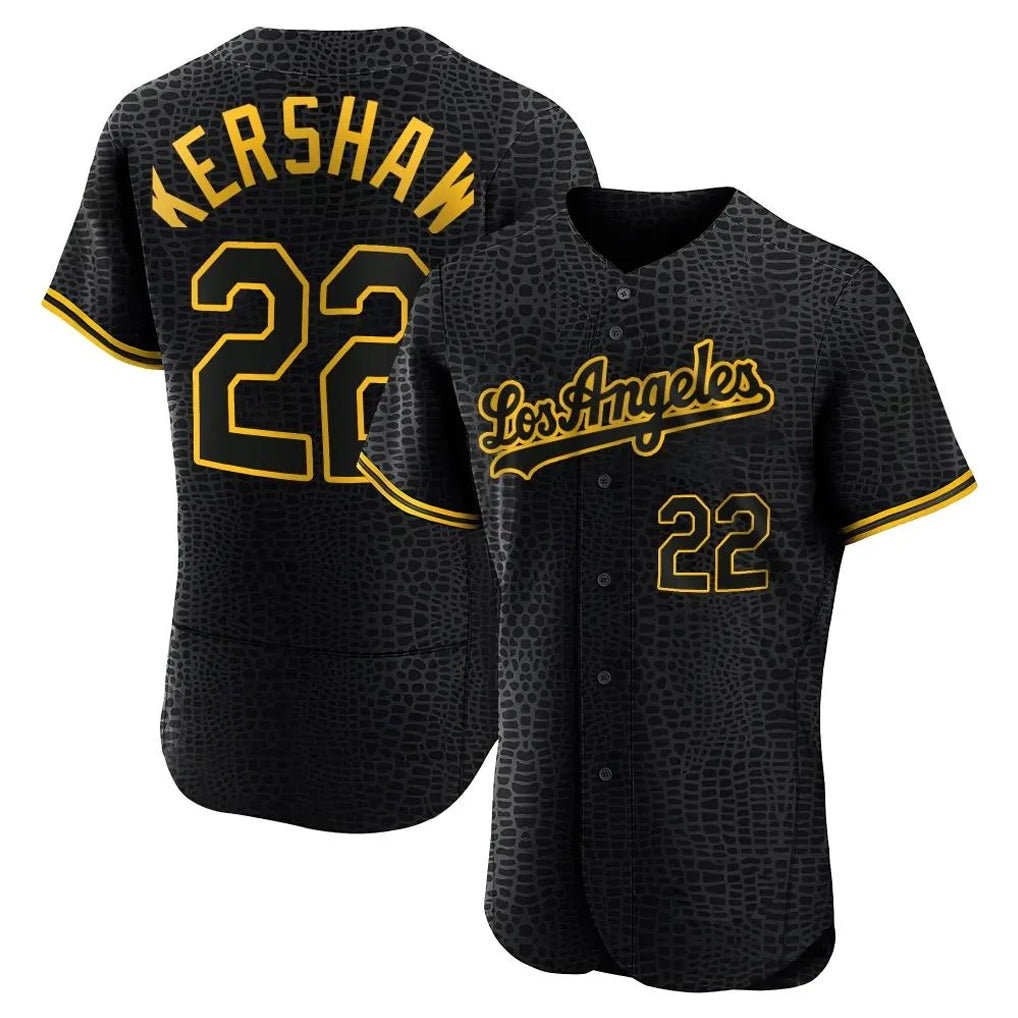 Trusc LA.Dodgers #22 Clayton Kershaw Player Black Snake Skin City Limited Elite Home Stitched Jerseys