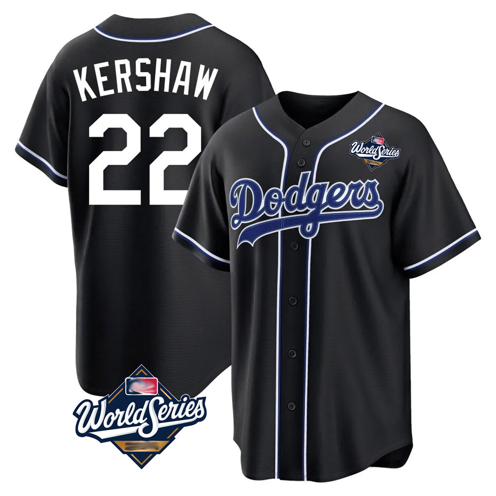 Trusc LA.Dodgers #22 Clayton Kershaw Player Black World Series Carbon Limited Home Stitched Jerseys