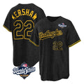 Trusc LA.Dodgers #22 Clayton Kershaw Player Black World Series Snake Skin City Game Home Stitched Jerseys