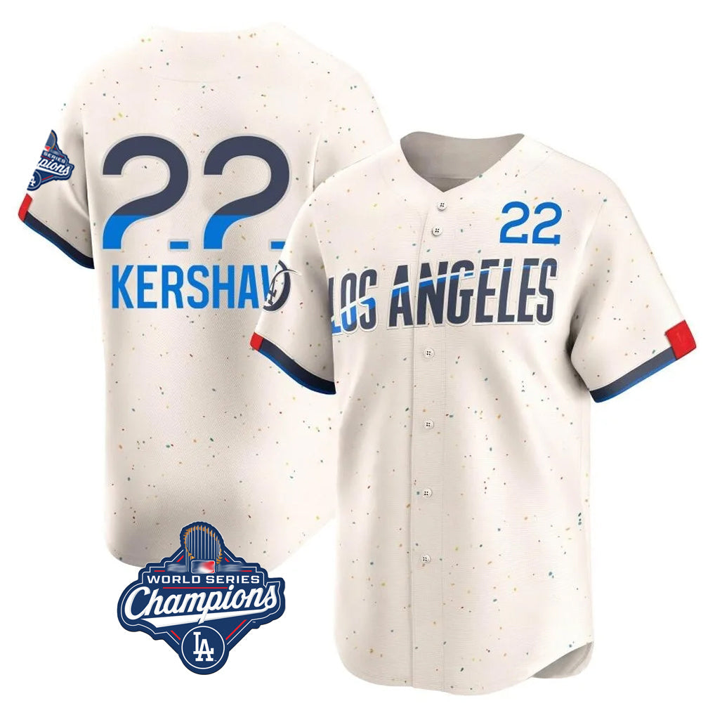 Trusc LA.Dodgers #22 Clayton Kershaw Player Cream World Series Meet City Connect Limited Home Stitched Jerseys