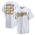 Trusc LA.Dodgers #22 Clayton Kershaw Player Gold Collection Game Home Stitched Jerseys