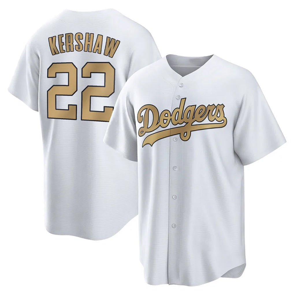 Trusc LA.Dodgers #22 Clayton Kershaw Player Gold Collection Game Home Stitched Jerseys