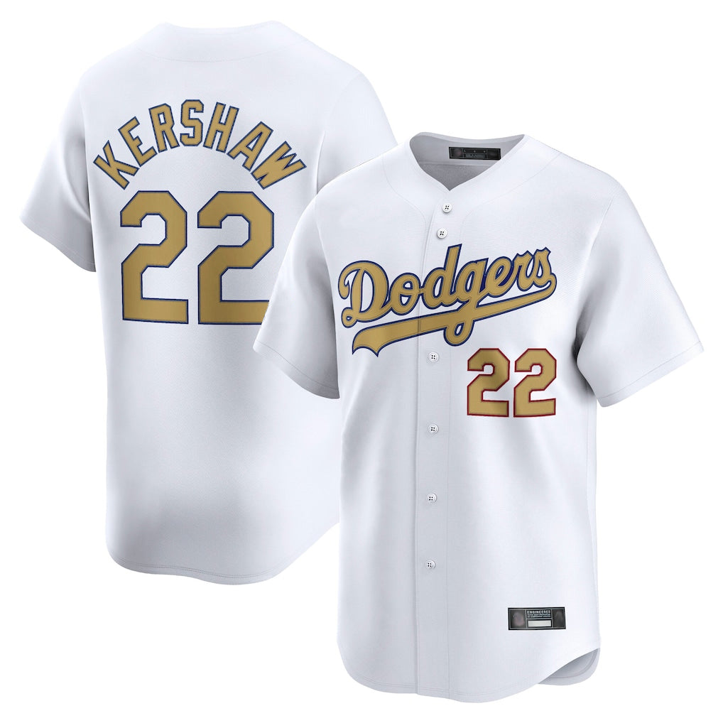 Trusc LA.Dodgers #22 Clayton Kershaw Player Gold Collection Limited Home Stitched Jerseys