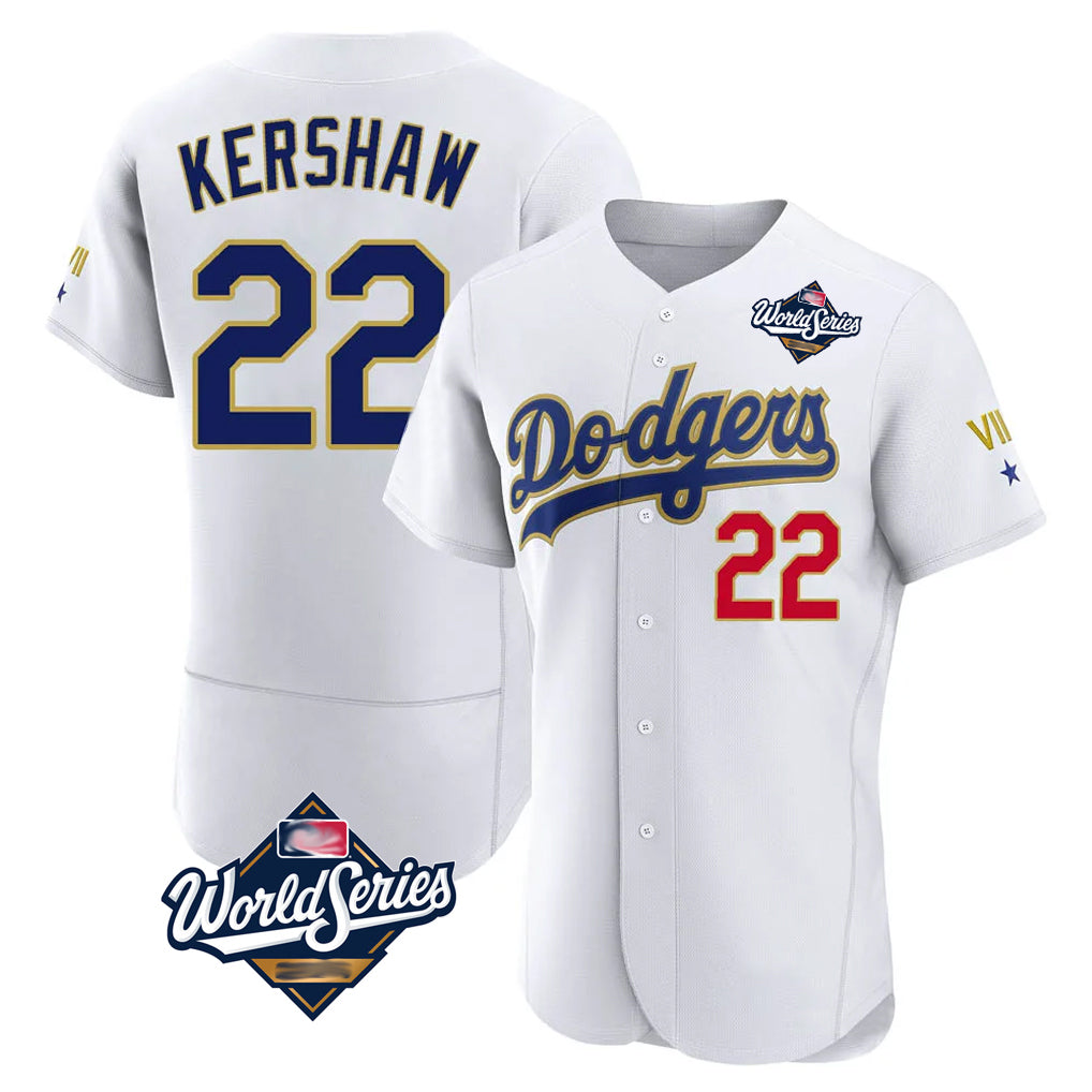 Trusc LA.Dodgers #22 Clayton Kershaw Player Gold White World Series 2026 Collection Stadium Limited Elite Stitched Jerseys