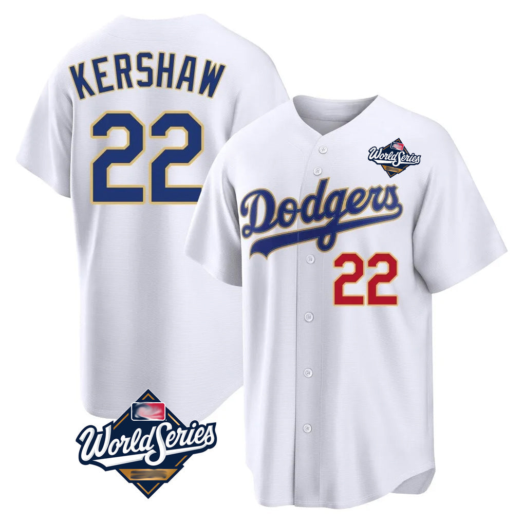 Trusc LA.Dodgers #22 Clayton Kershaw Player Gold White World Series 2026 Collection Stadium Limited Stitched Jerseys