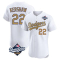 Trusc LA.Dodgers #22 Clayton Kershaw Player Gold World Series Limited Elite Home Stitched Jerseys