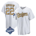 Trusc LA.Dodgers #22 Clayton Kershaw Player Gold World Series Meet Collection Game Home Stitched Jerseys