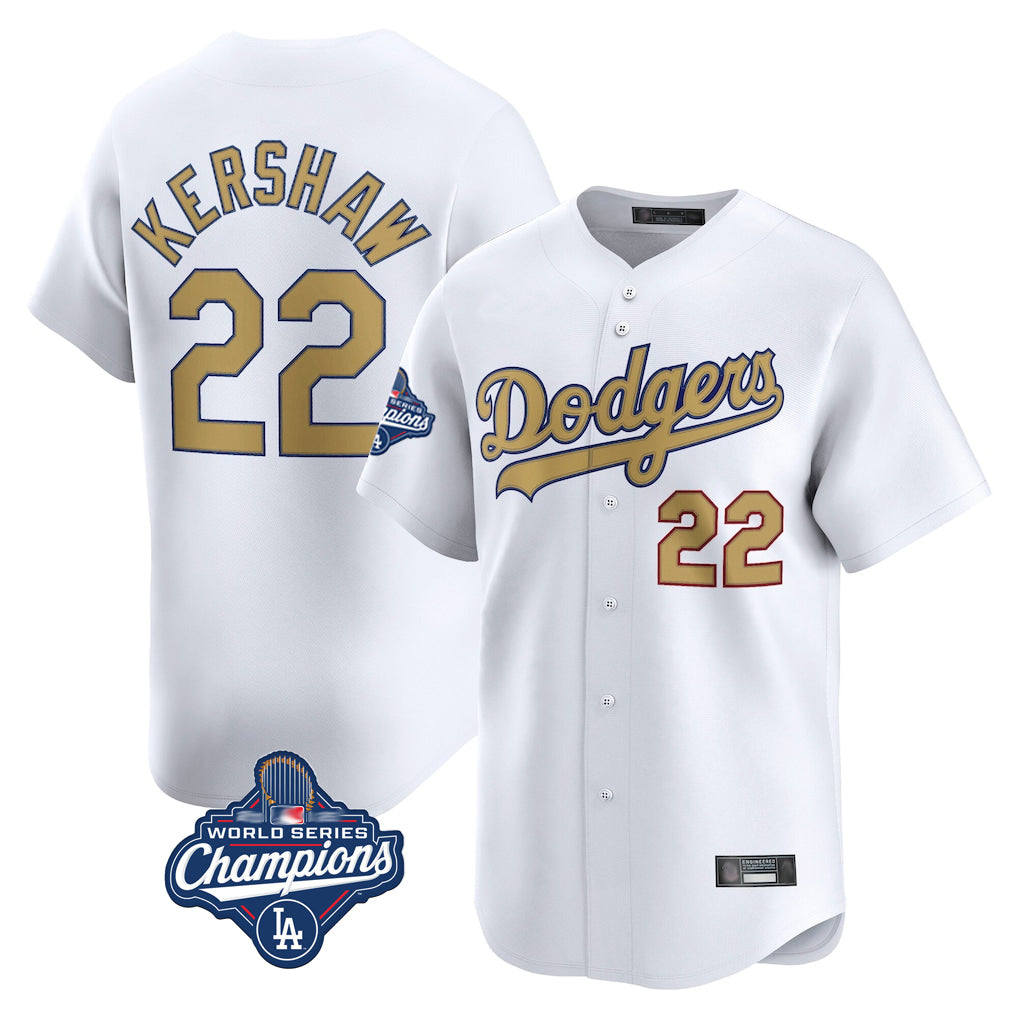 Trusc LA.Dodgers #22 Clayton Kershaw Player Gold World Series Meet Collection Limited Home Stitched Jerseys