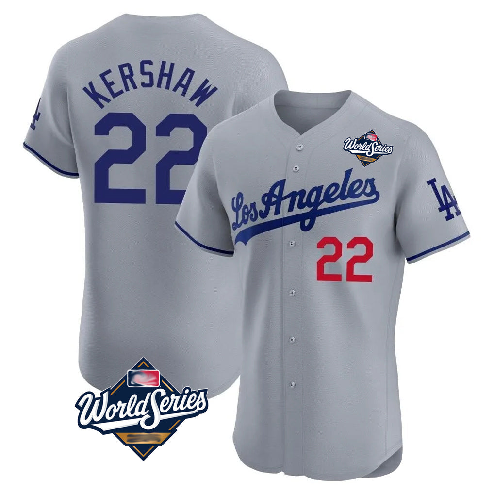 Trusc LA.Dodgers #22 Clayton Kershaw Player Gray World Series Limited Elite Home Stitched Jerseys