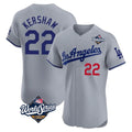 Trusc LA.Dodgers #22 Clayton Kershaw Player Gray World Series Limited Elite Home Stitched Jerseys