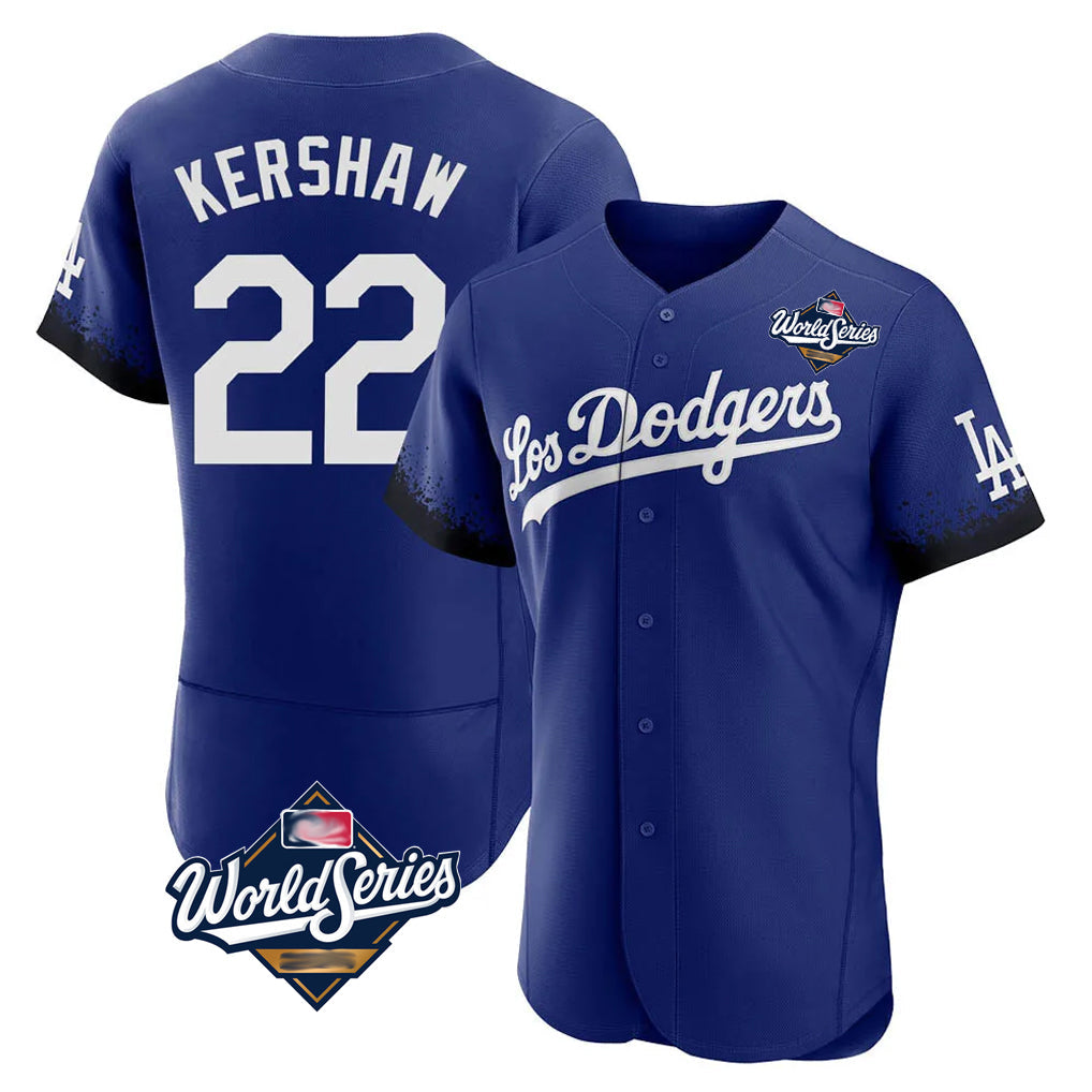 Trusc LA.Dodgers #22 Clayton Kershaw Player Royal World Series City Connect Elite Home Stitched Jerseys