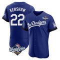 Trusc LA.Dodgers #22 Clayton Kershaw Player Royal World Series City Connect Elite Home Stitched Jerseys