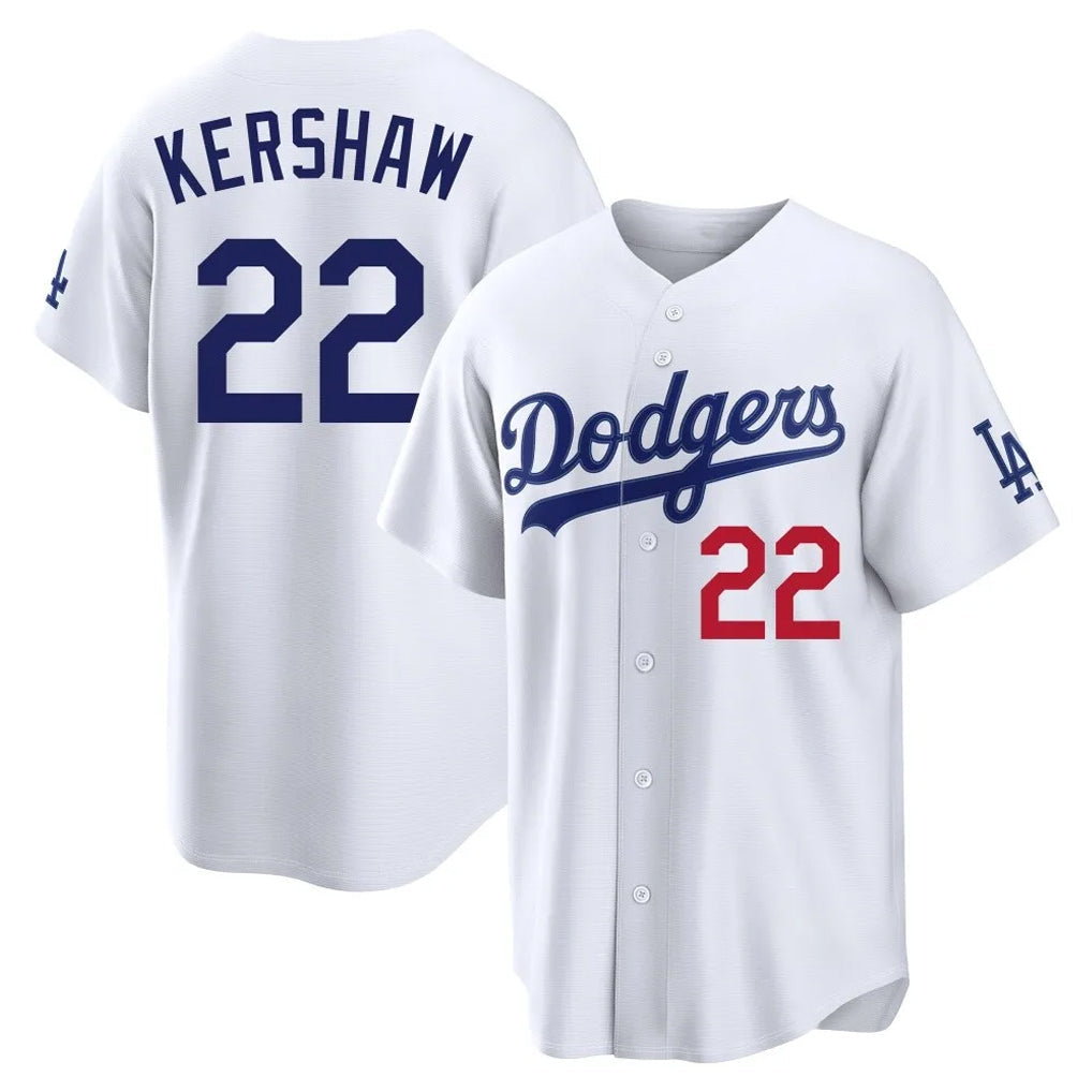 Trusc LA.Dodgers #22 Clayton Kershaw Player White Home Game Stitched Jerseys