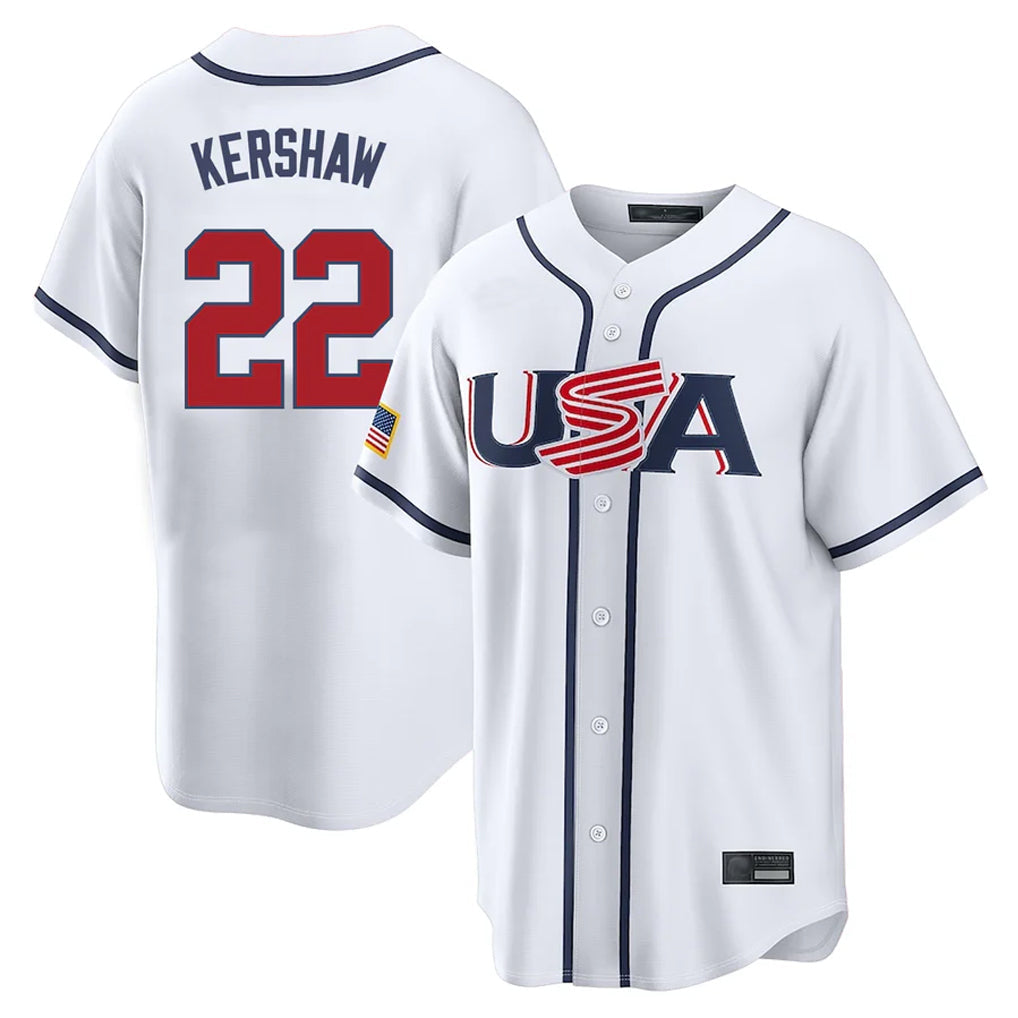 Trusc LA.Dodgers #22 Clayton Kershaw Player White USA 2026 World Classic Limited Home Stitched Jerseys