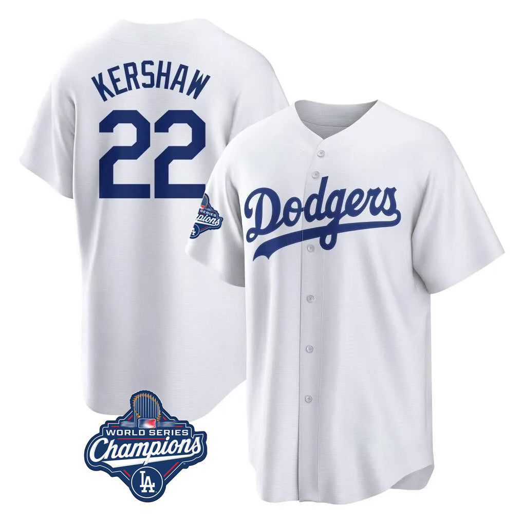Trusc LA.Dodgers #22 Clayton Kershaw Player White World Series Meet Game Home Stitched Jerseys