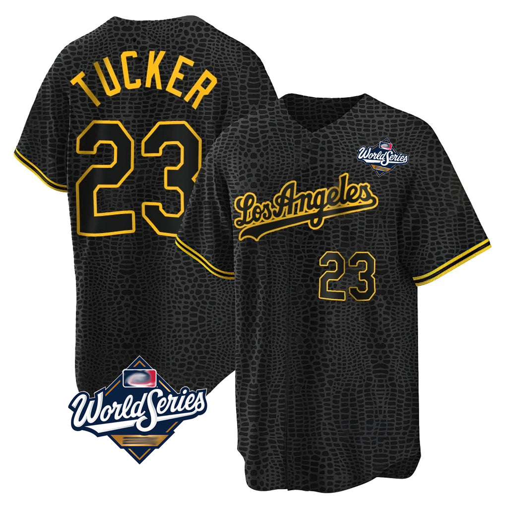 Trusc LA.Dodgers #23 Kyle Tucker Player Black Gold World Series Limited Home Stitched Jerseys