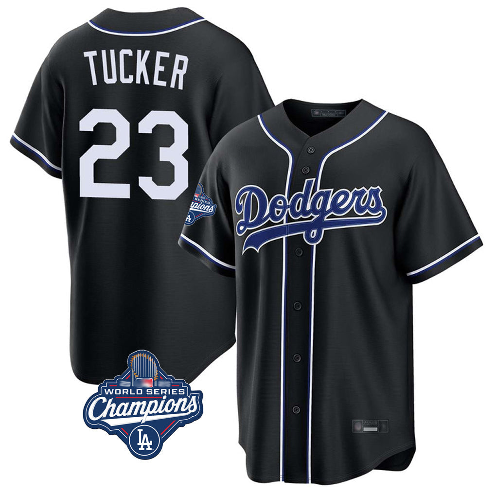 Trusc LA.Dodgers #23 Kyle Tucker Player Black World Series Meet Carbon Limited Home Stitched Jerseys