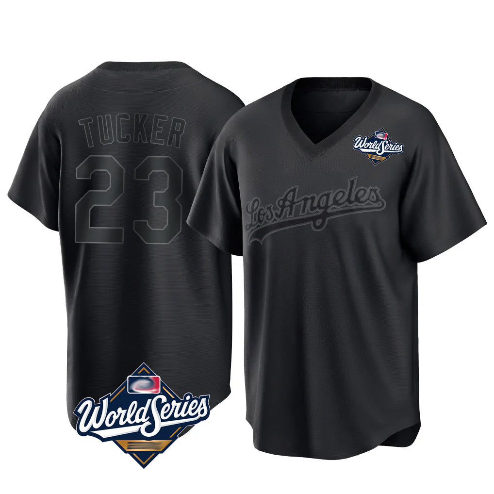 Trusc LA.Dodgers #23 Kyle Tucker Player Black World Series Pitch Fashion T-shirt Stitched Jerseys
