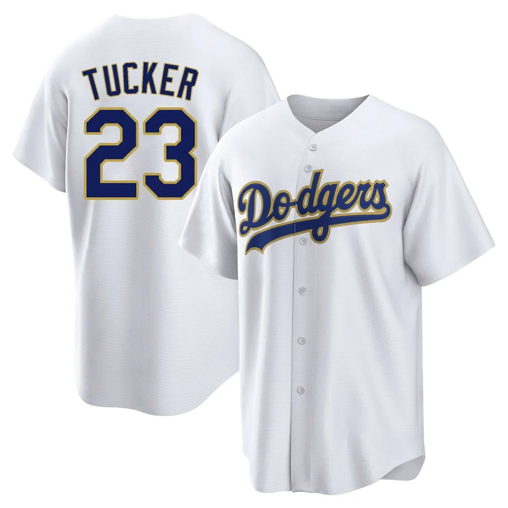 Trusc LA.Dodgers #23 Kyle Tucker Player Gold White 2026 Collection Stadium Game Stitched Jerseys