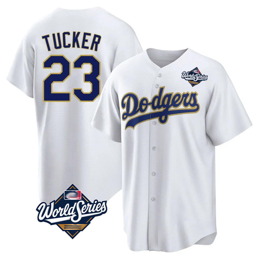 Trusc LA.Dodgers #23 Kyle Tucker Player Gold White World Series 2026 Collection Stadium Game Stitched Jerseys