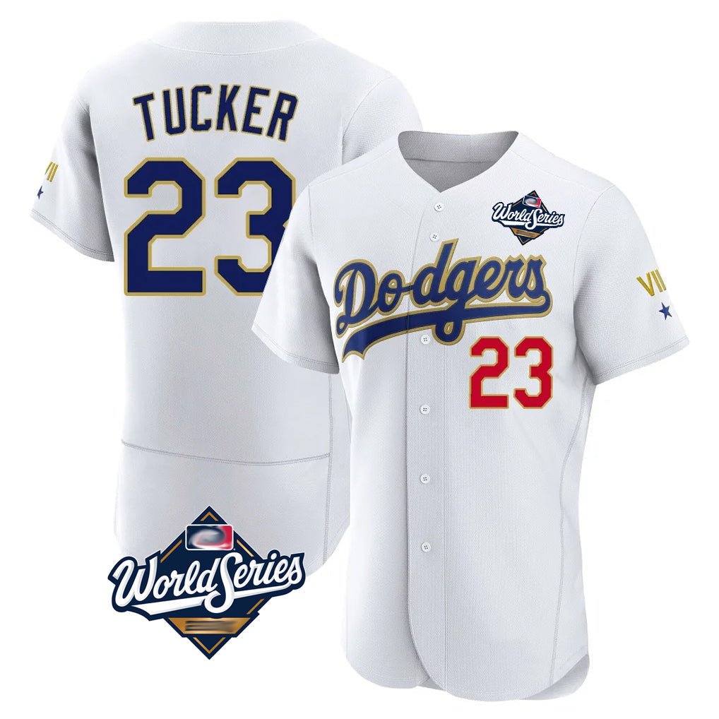 Trusc LA.Dodgers #23 Kyle Tucker Player Gold White World Series 2026 Collection Stadium Limited Elite Stitched Jerseys