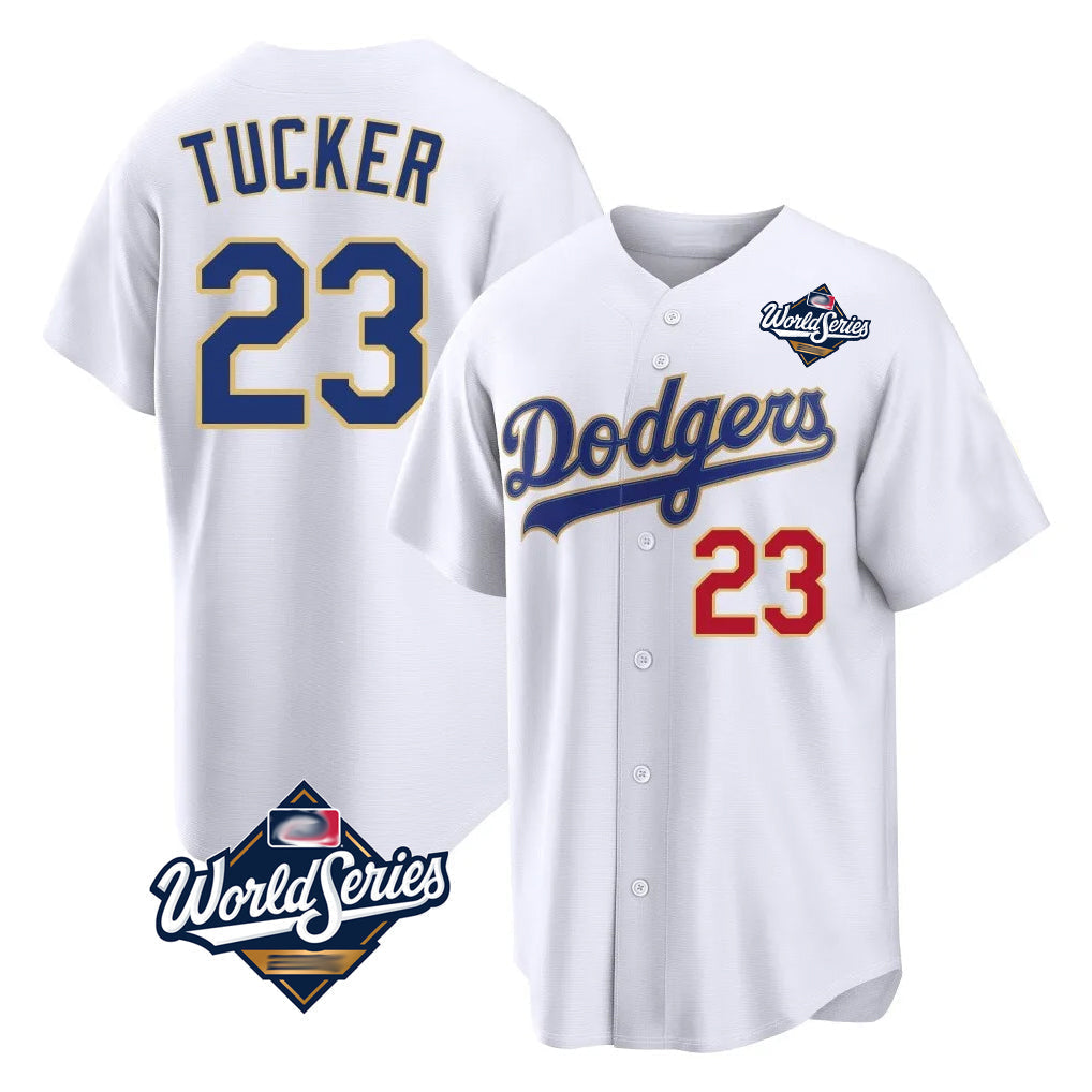 Trusc LA.Dodgers #23 Kyle Tucker Player Gold White World Series 2026 Collection Stadium Limited Stitched Jerseys