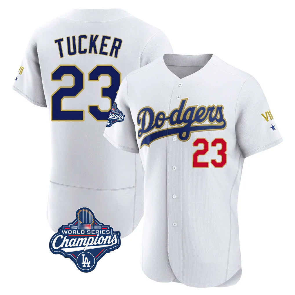 Trusc LA.Dodgers #23 Kyle Tucker Player Gold White World Series Meet 2026 Collection Stadium Limited Elite Stitched Jerseys