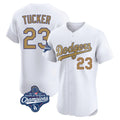Trusc LA.Dodgers #23 Kyle Tucker Player Gold World Series Meet Limited Elite Home Stitched Jerseys