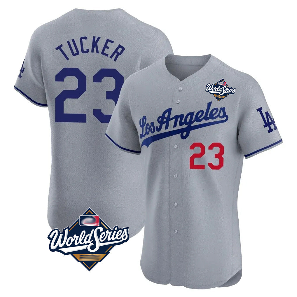 Trusc LA.Dodgers #23 Kyle Tucker Player Gray World Series Limited Elite Home Stitched Jerseys