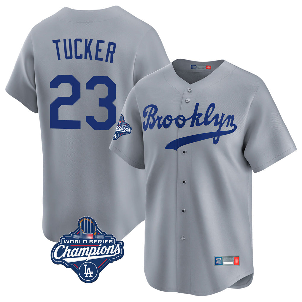 Trusc LA.Dodgers #23 Kyle Tucker Player Gray World Series Meet Game Limited Home Stitched Jerseys