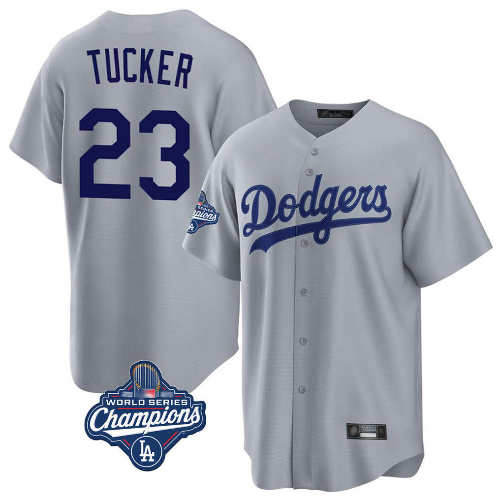 Trusc LA.Dodgers #23 Kyle Tucker Player Gray World Series Meet Game Stitched Jerseys