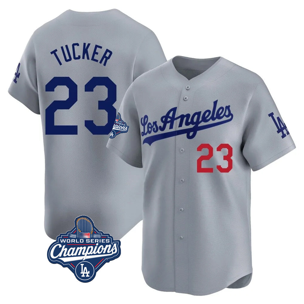 Trusc LA.Dodgers #23 Kyle Tucker Player Gray World Series Meet Limited Home Stitched Jerseys
