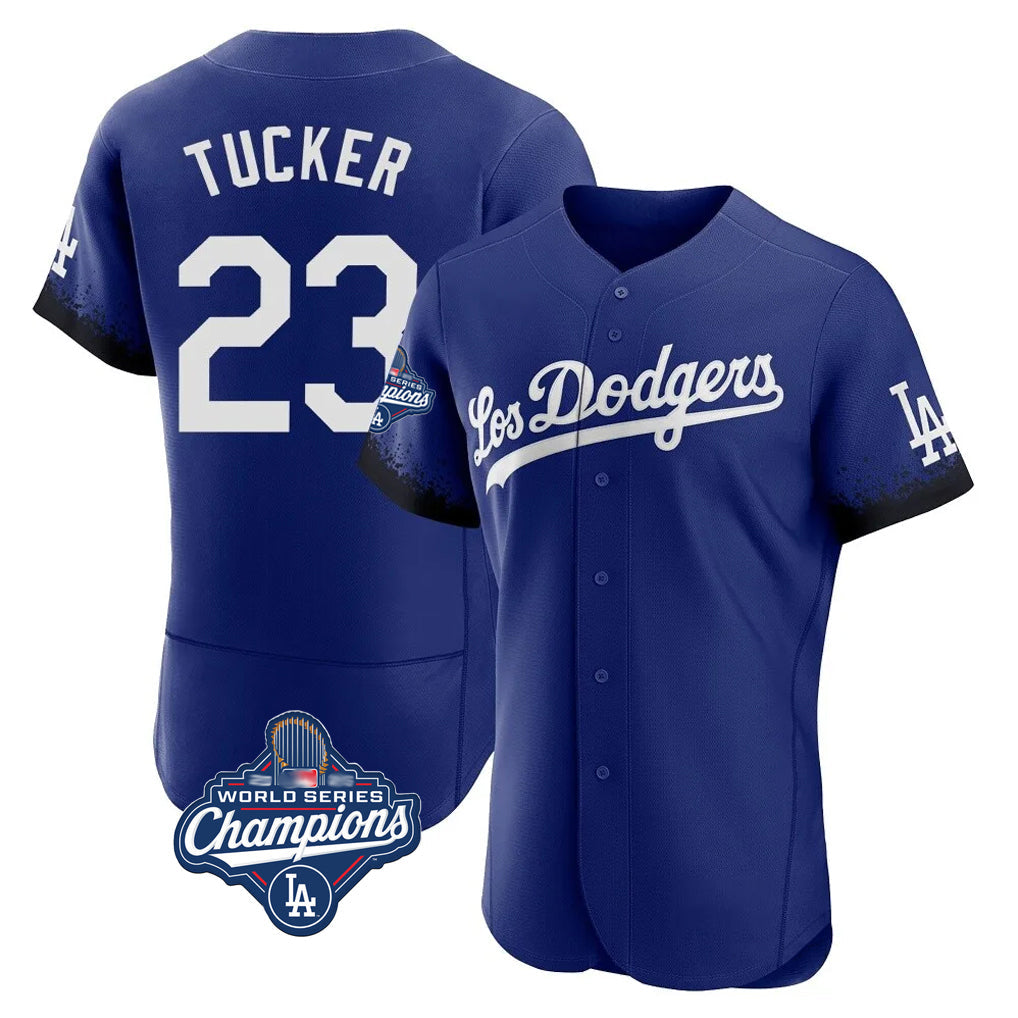 Trusc LA.Dodgers #23 Kyle Tucker Player Royal World Series Meet City Connect Elite Home Stitched Jerseys