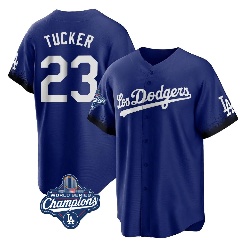 Trusc LA.Dodgers #23 Kyle Tucker Player Royal World Series Meet City Connect Home Game Stitched Jerseys