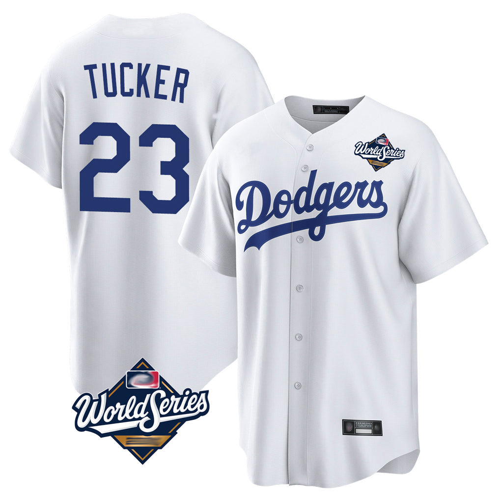 Trusc LA.Dodgers #23 Kyle Tucker Player White World Series Game Home Stitched Jerseys