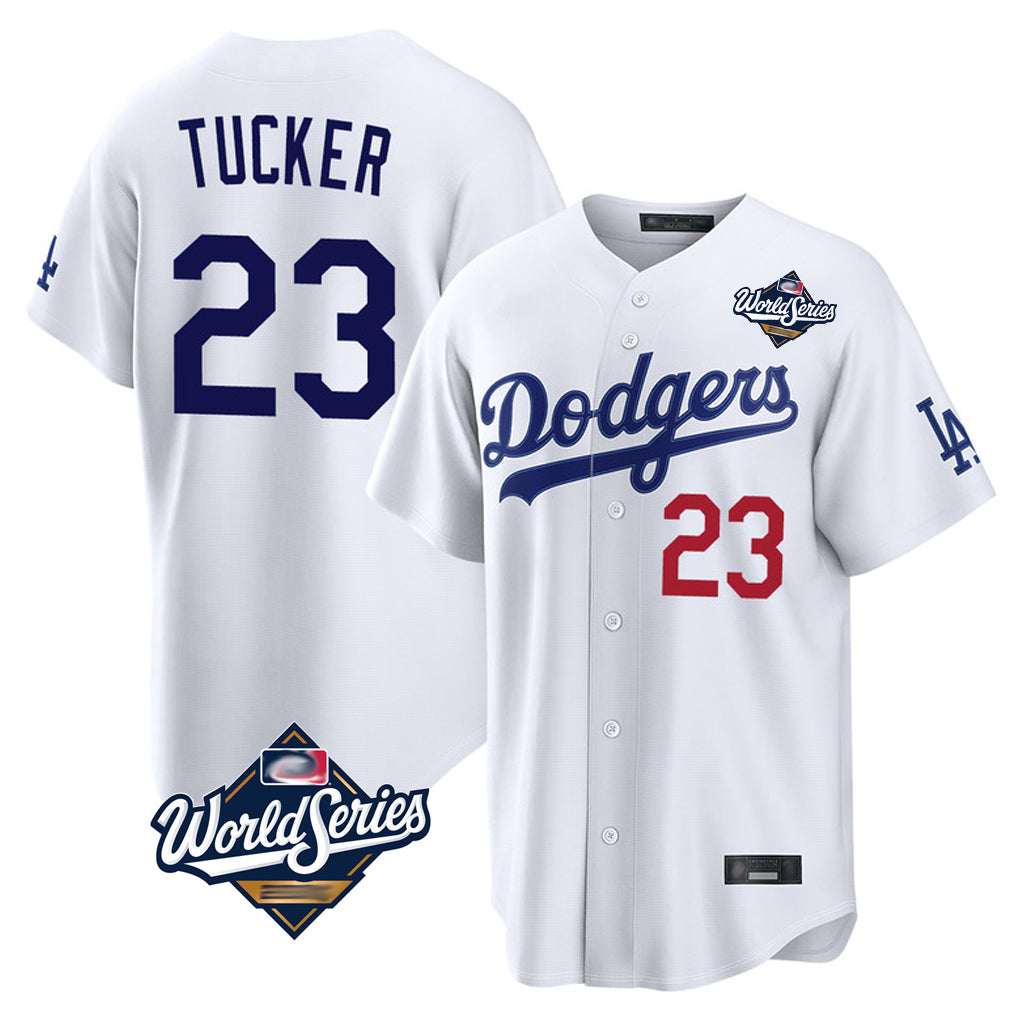 Trusc LA.Dodgers #23 Kyle Tucker Player White World Series Home Game Stitched Jerseys