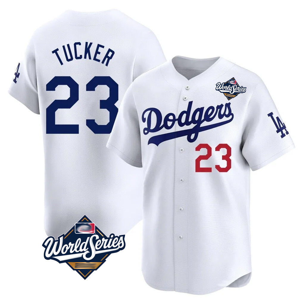 Trusc LA.Dodgers #23 Kyle Tucker Player White World Series Limited Home Stitched Jerseys