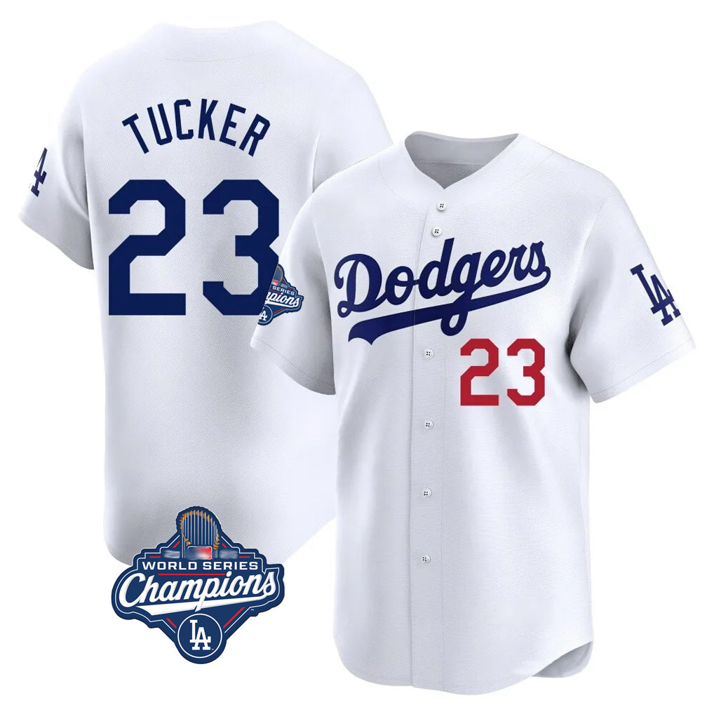 Trusc LA.Dodgers #23 Kyle Tucker Player White World Series Meet Limited Home Stitched Jerseys