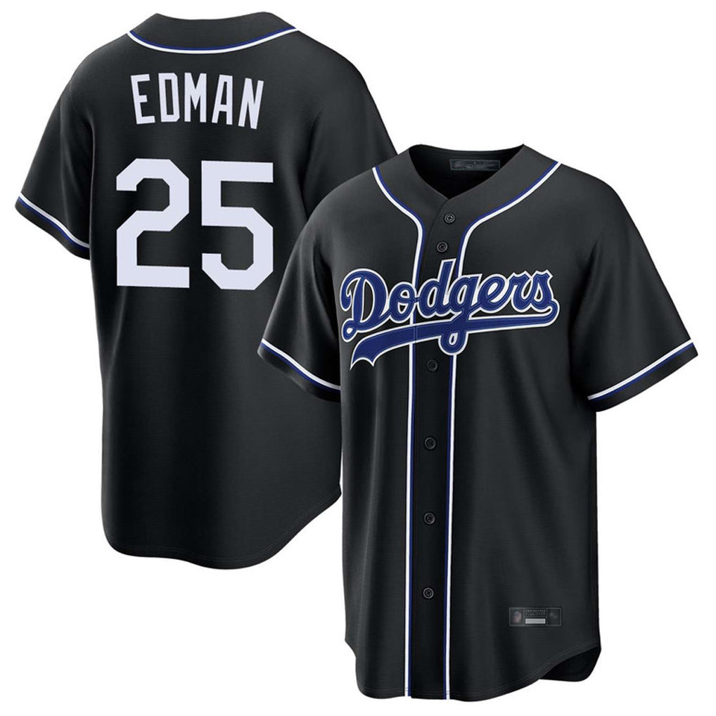 Trusc LA.Dodgers #25 Tommy Edman Player Black Carbon Limited Home Stitched Jerseys