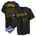 Trusc LA.Dodgers #25 Tommy Edman Player Black World Series Meet Snake Skin City Game Home Stitched Jerseys