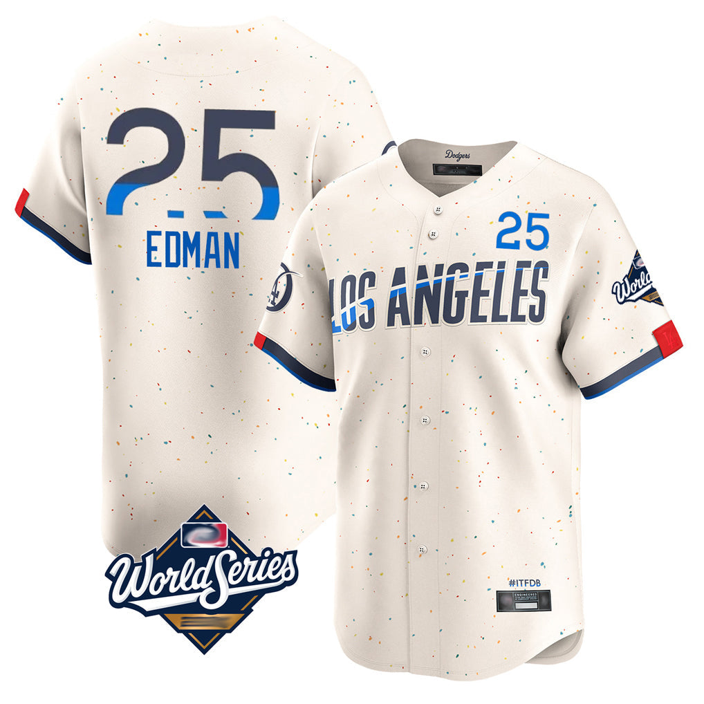 Trusc LA.Dodgers #25 Tommy Edman Player Cream World Series City Connect Limited Home Stitched Jerseys