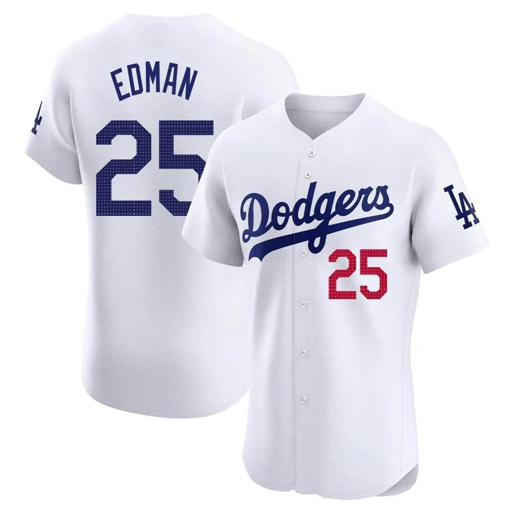 Trusc LA.Dodgers #25 Tommy Edman Player Gold White Limited Elite Home Stitched Jerseys