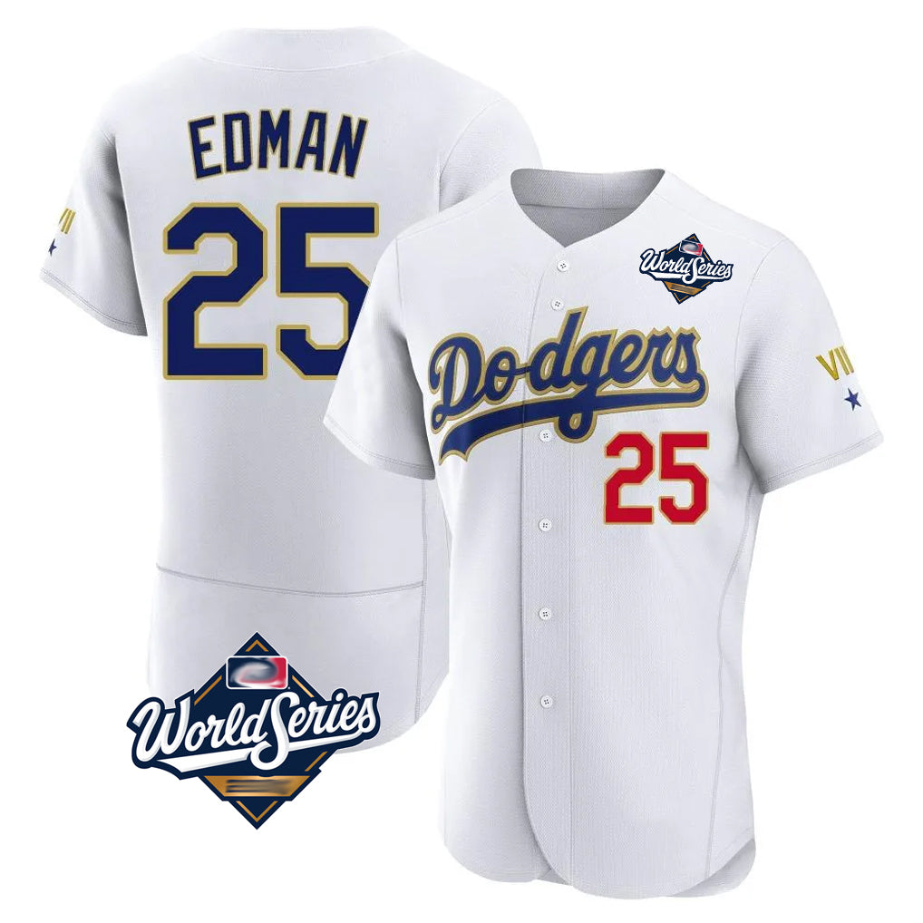 Trusc LA.Dodgers #25 Tommy Edman Player Gold White World Series 2026 Collection Stadium Limited Elite Stitched Jerseys