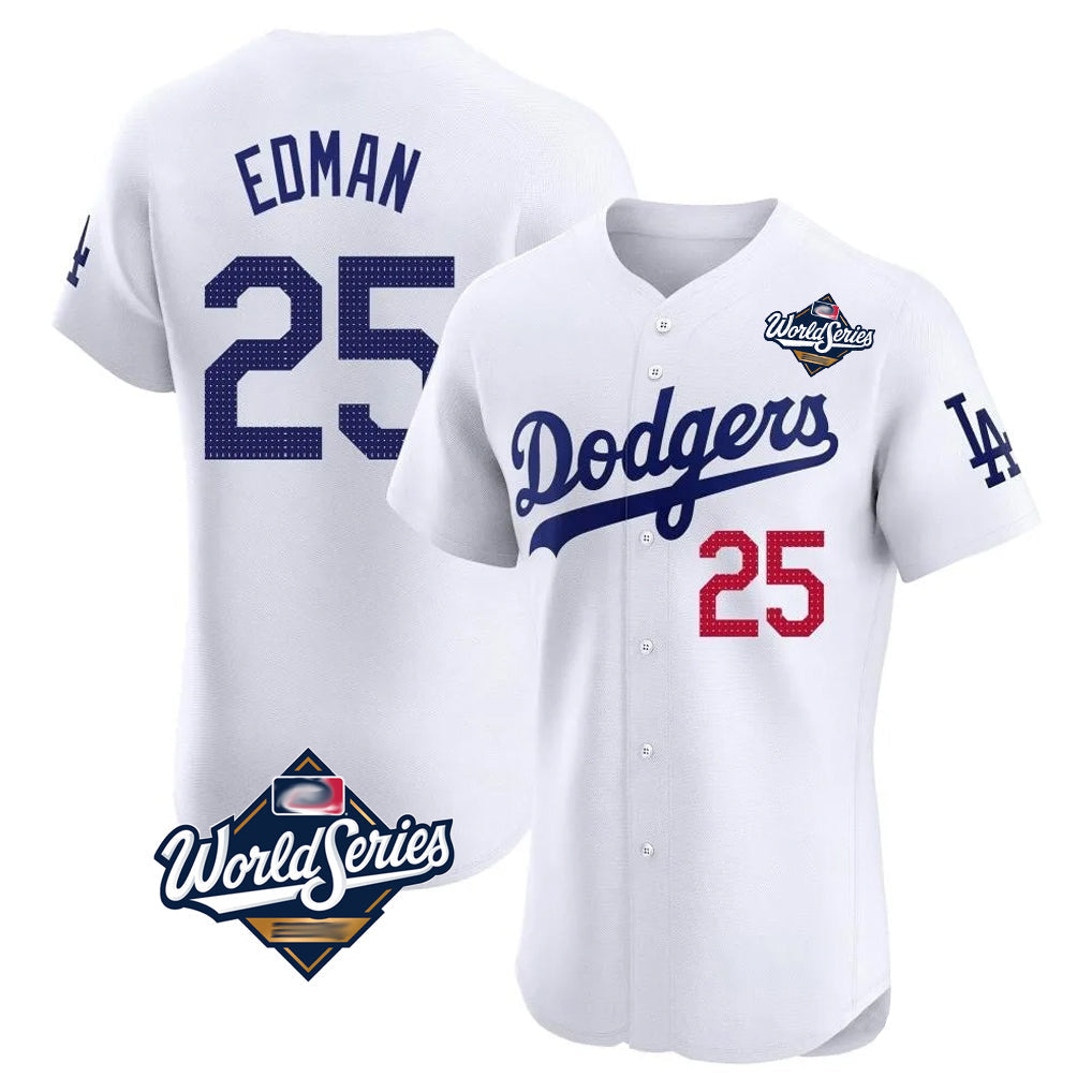 Trusc LA.Dodgers #25 Tommy Edman Player Gold White World Series Limited Elite Home Stitched Jerseys