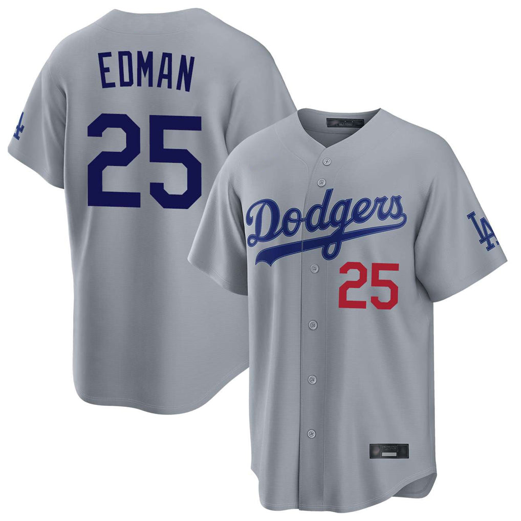 Trusc LA.Dodgers #25 Tommy Edman Player Gray Game Home Stitched Jerseys