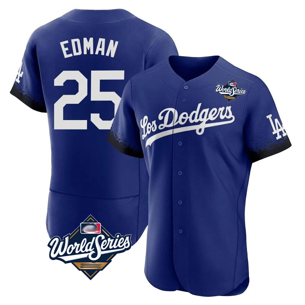Trusc LA.Dodgers #25 Tommy Edman Player Royal World Series City Connect Elite Home Stitched Jerseys