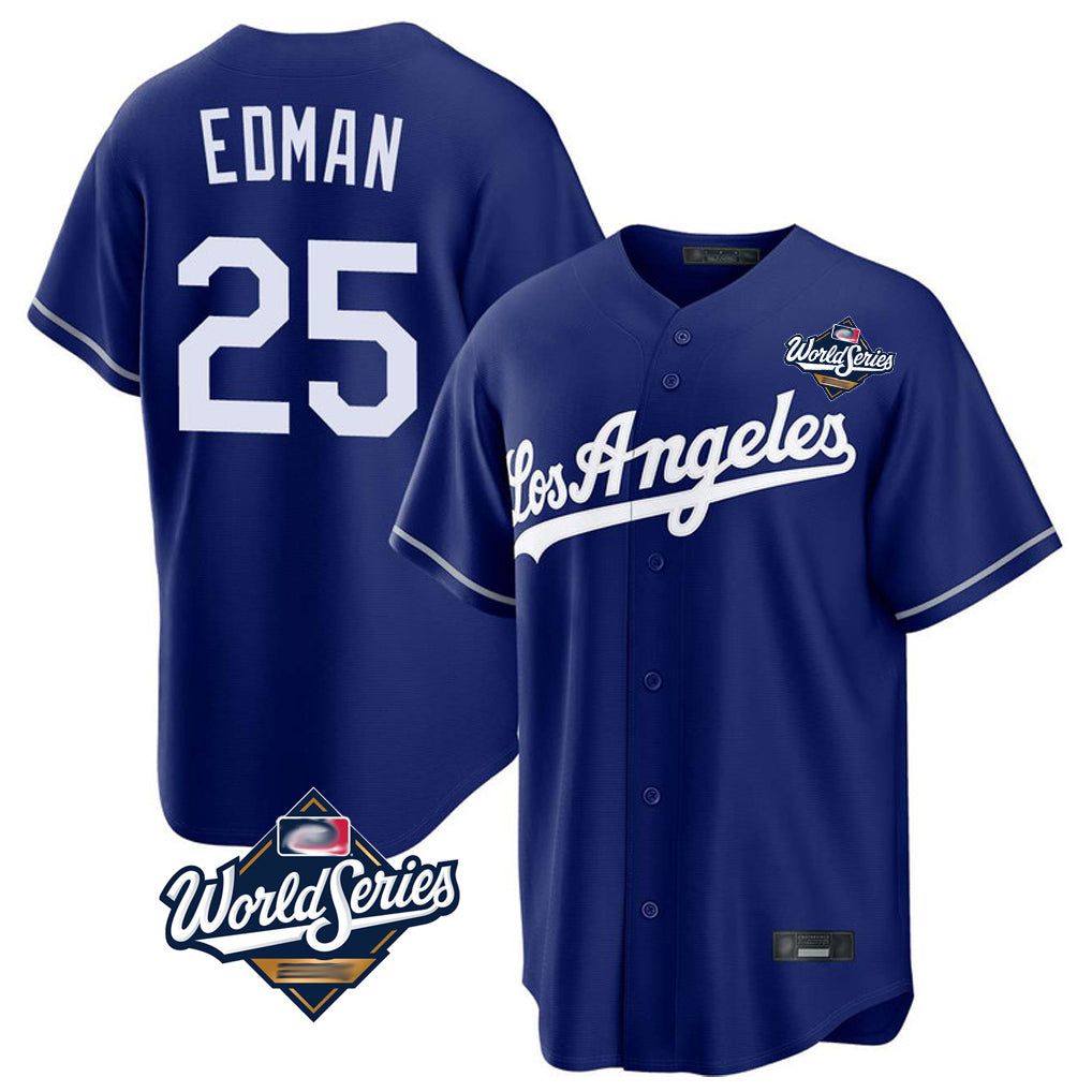 Trusc LA.Dodgers #25 Tommy Edman Player Royal World Series Game Stitched Jerseys